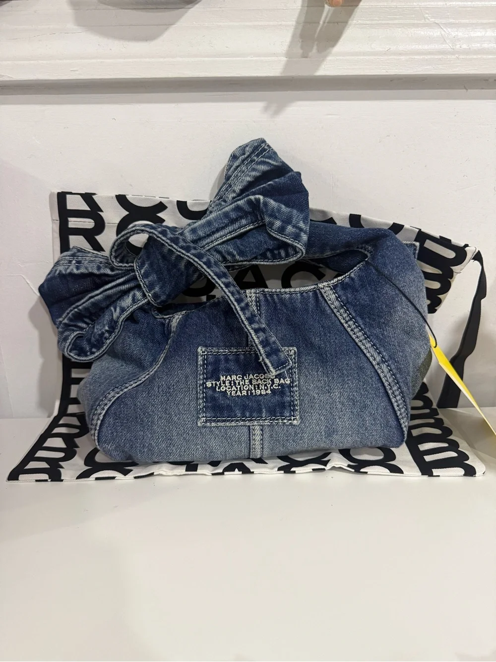 NWT Marc Jacobs The Bow Denim Mini Sack Bag